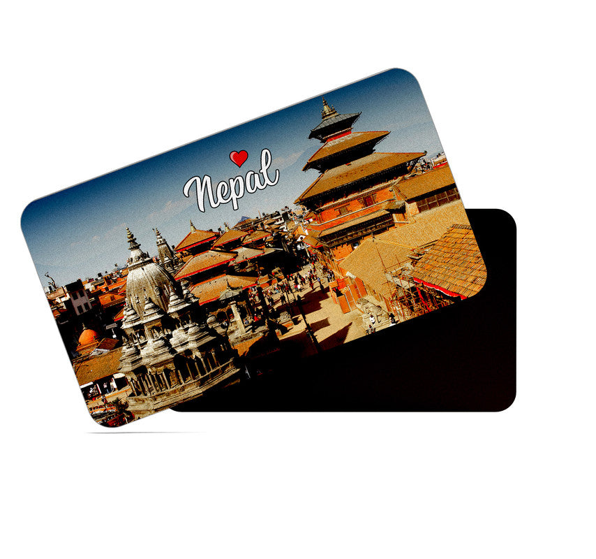 dhcrafts Rectangular Rubber Fridge Magnet / Magnetic Card Multicolor Nepal Design Pack of 1 (8.6cm x 5.4cm)